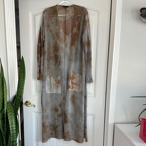 T Party Fashion Brown and Gray Long Cardigan